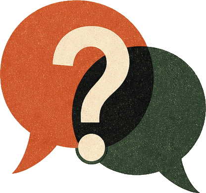 Illustration of two speech bubbles with a question mark