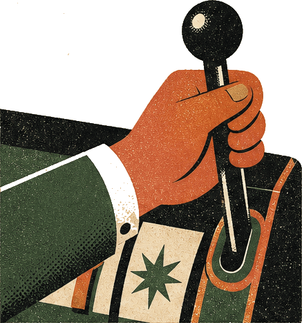 Illustration of a hand pulling a slot machine lever