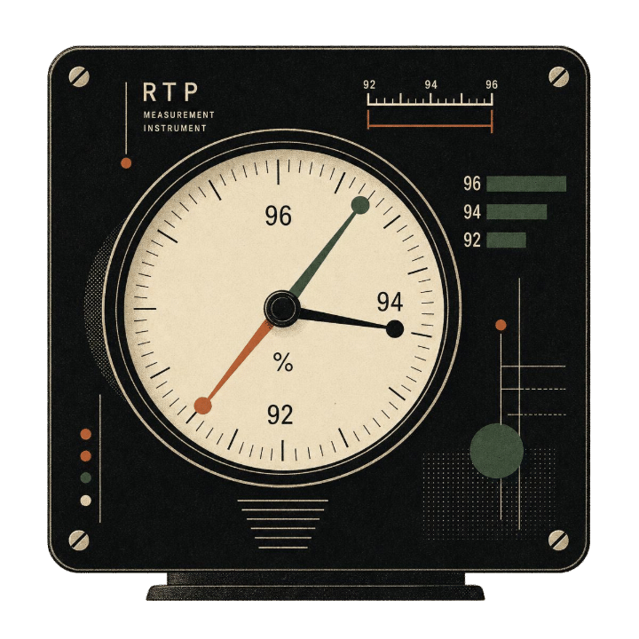 Illustration of an RTP measurement dial, its needle reading between 94% and 96%